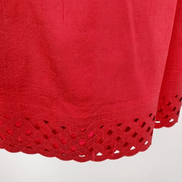 Dimples Los Angeles Red Silk Short Sleeve Dress With Sash Size 6x - Picture 8 of 9